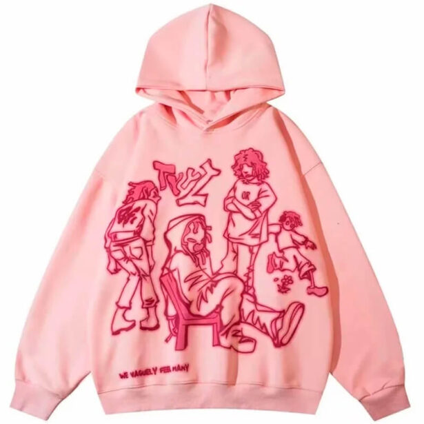 Pink Or Brown Graphic Print Women Hoodie Tyyz Harajuku 1