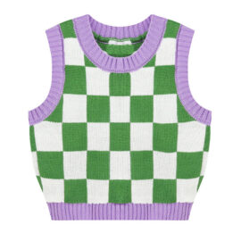 Pink and Green Checkered Tank Top for Women Vest Avant Basic 1
