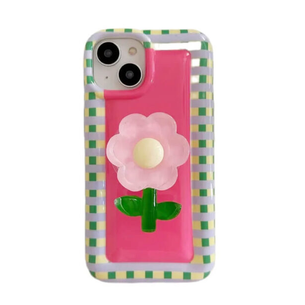 Plaid Framed Flower iPhone Case 1