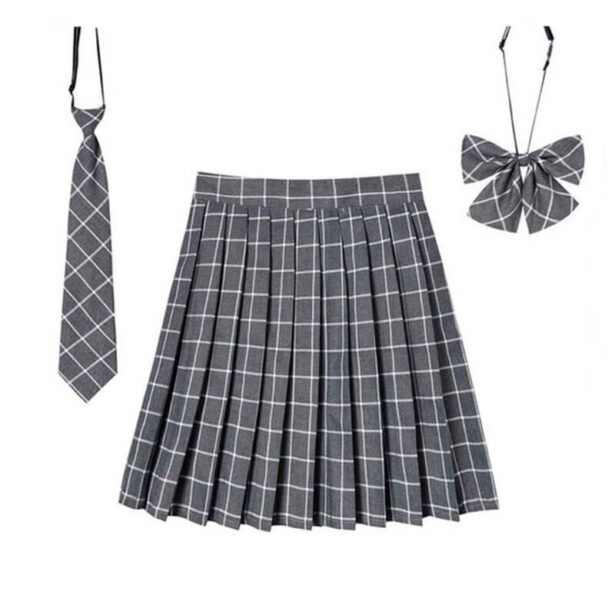 Plaid Women Skirt With Butterfly Tie Jupe School Girl 2