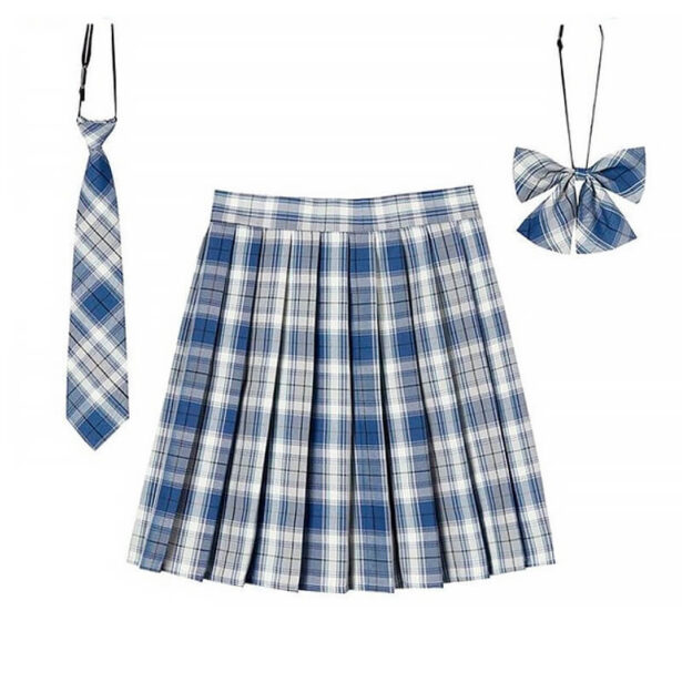 Pleated Women Skirt With Butterfly Tie Jupe School Girl 3