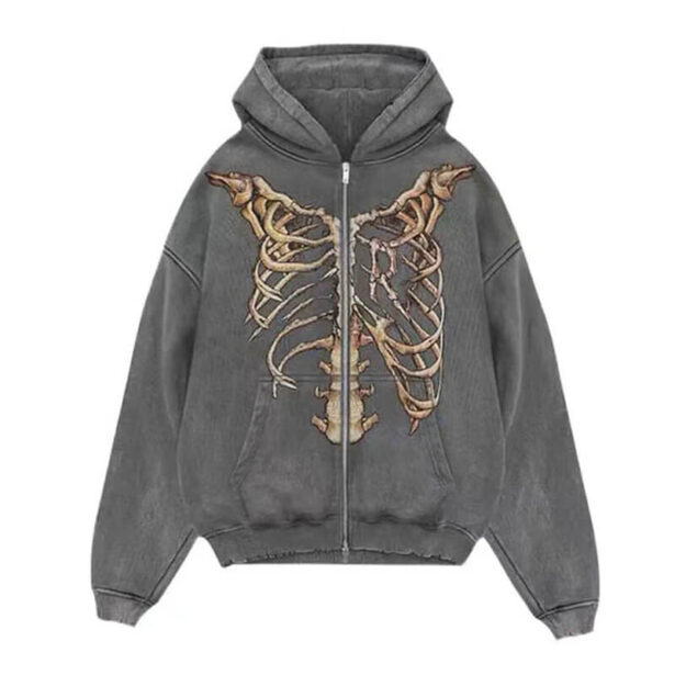 Skeleton Zip Up Unisex Hoodie Alternative Aesthetic 1