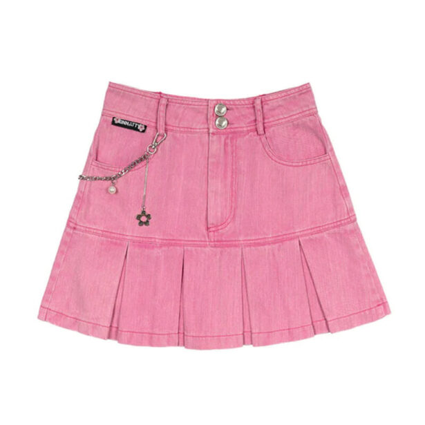 Soft Girl Pink Denim Women Skirt 1