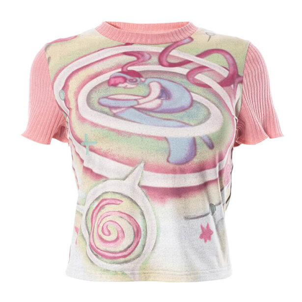 Soft Pink Knitted Sleeves Women Crop Top Y2K Aesthetic 1