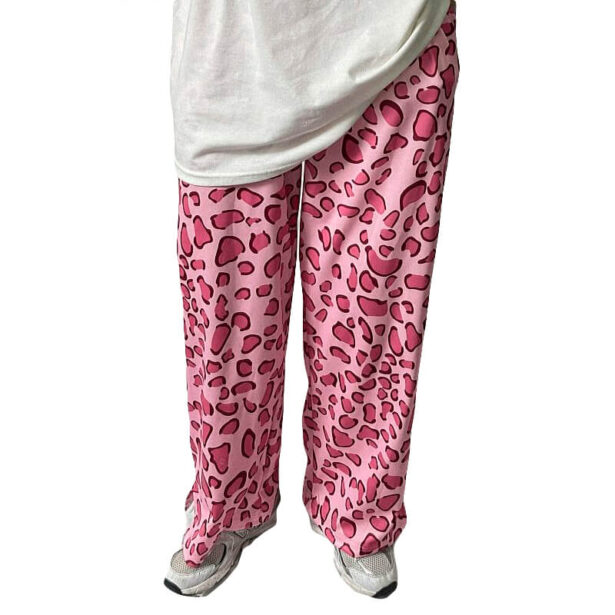 Summer Pink Leopard Wide Leg Women Pants 5