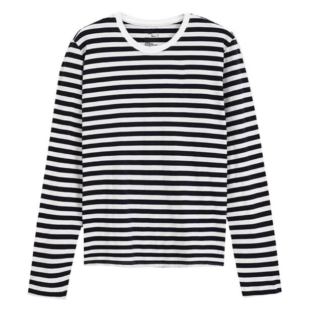 Thick Striped Long Sleeve Top for Women Retro Korean Style 1