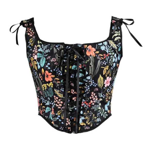 Vintage Plants Corset Crop Top For Women Floral Aesthetic 1