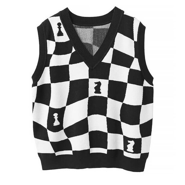 Warped Chess Board Checkered Vest Unisex Avant Weirdcore 1