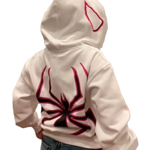 White Or Black Zip Up Unisex Hoodie Spider On The Back Spider Eye Print On The Hood