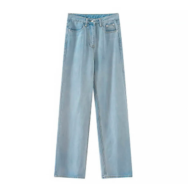 Wide Washed Light Blue Women Jeans