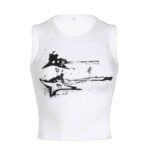 Grunge Aesthetic Rock Electric Guitar Print Sleeveless Crop Top