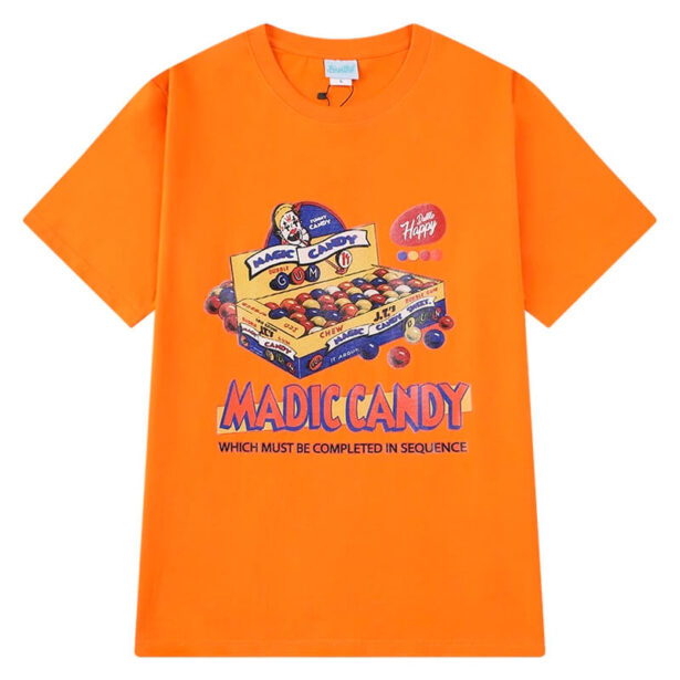 80 e Orange Women T Shirt Clowncore Aesthetic Print Magic Candy