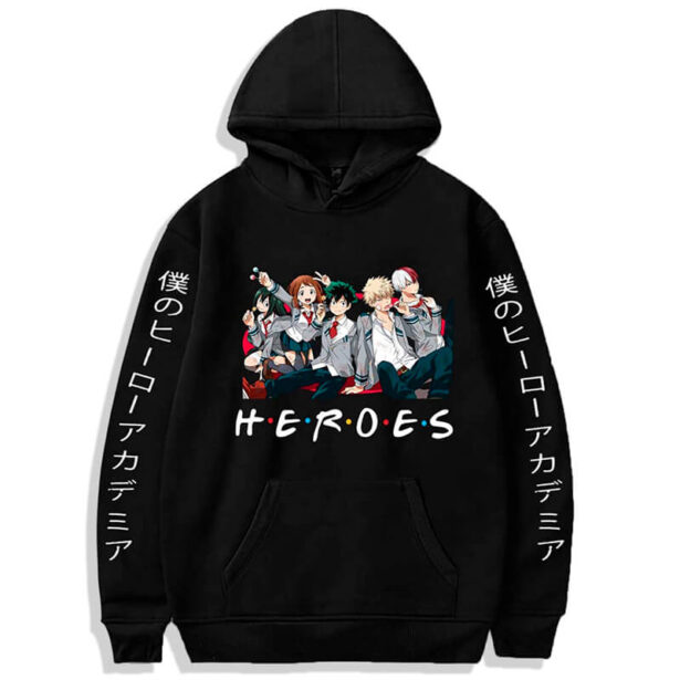 Autumn Winter Soft Black Women Hoodie Heroes Anime Style Harajuku