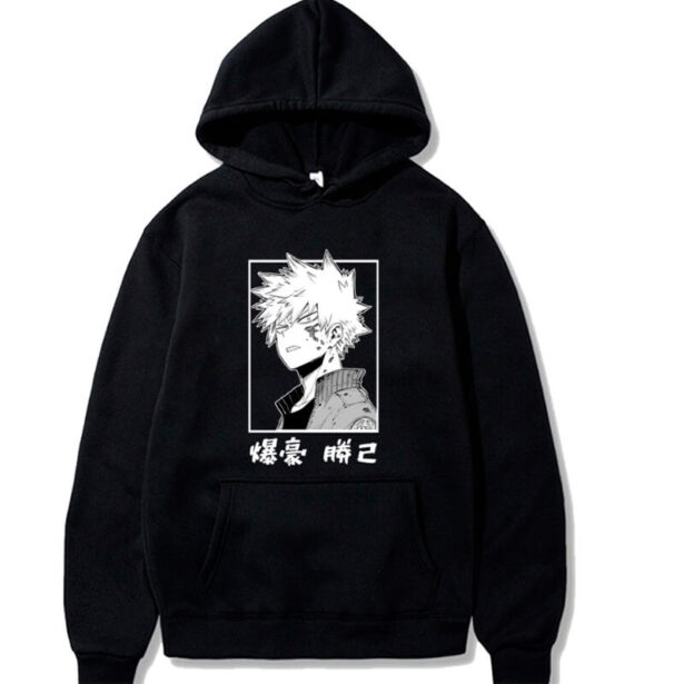 Black Unisex Hoodie Print Anime Characters Cartoon 2