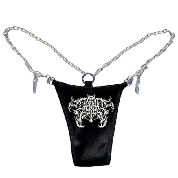 Devil Satanic Print Dark Baddie Chain Strings Panties