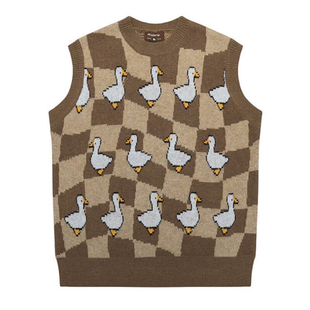 Ducks Checkered Vest for Women Weirdcore Indie Aesthetic 1