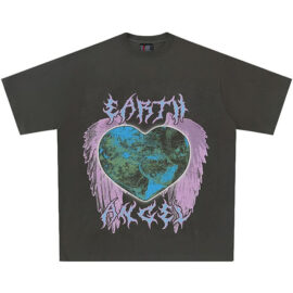 Earth Angel Purple Wings Retro Wave Dreamcore Print T-Shirt