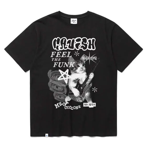 Feel The Funk Cat Guitar Grunge Aesthetic Print Womens T Shirt 11