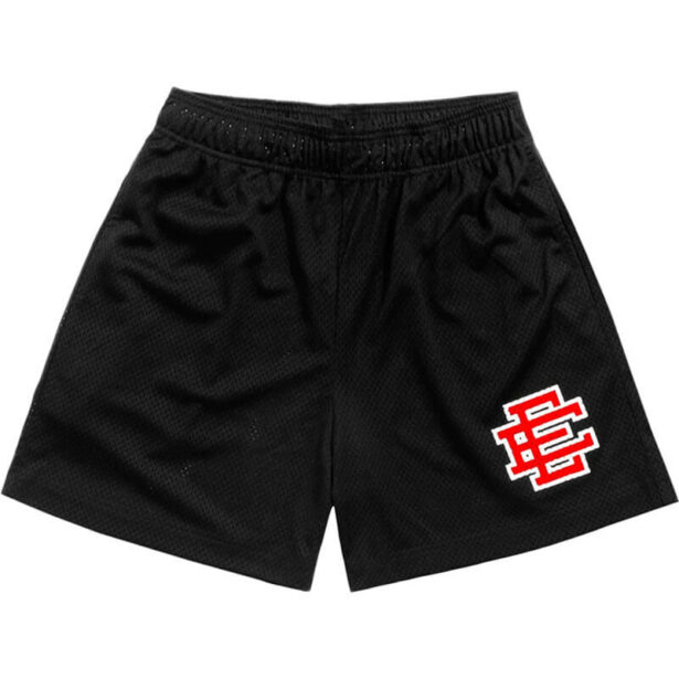 Harajuku Black Unisex Shorts With Red Letter Print