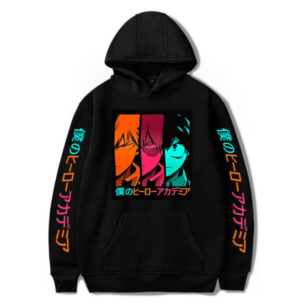 Harajuku Black Women Hoodie 2D Digital Printing Character Anime Characters On Sleeves