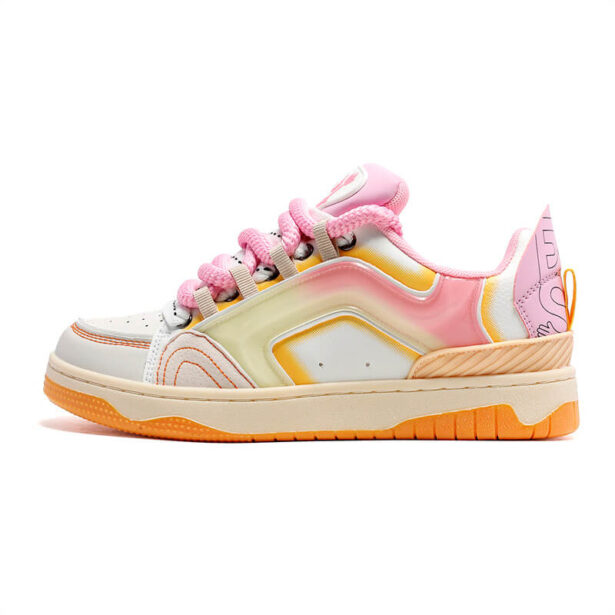 Harajuku Light Pink Sneakers For Women Orange Sole Silicone Inserts