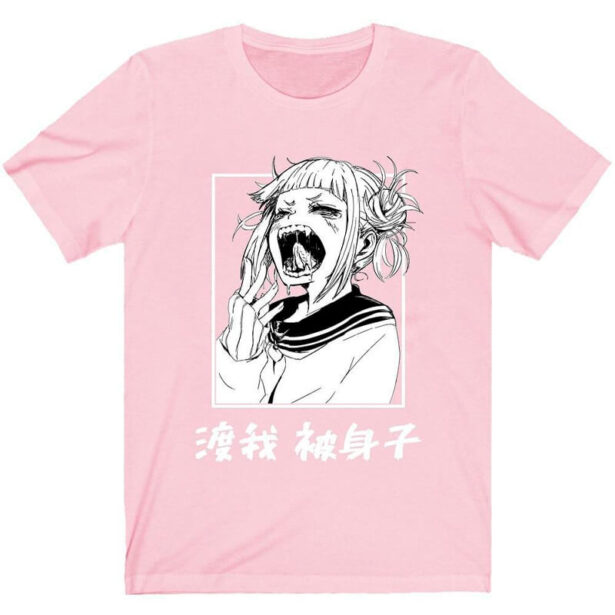 Harajuku Pink Women T Shirt Character Anie 2D Digital Printing
