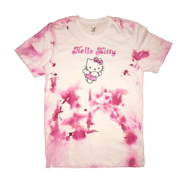 Hello Kitty Cute Pink Tie Dye Y2K Women Print T Shirt 1 2