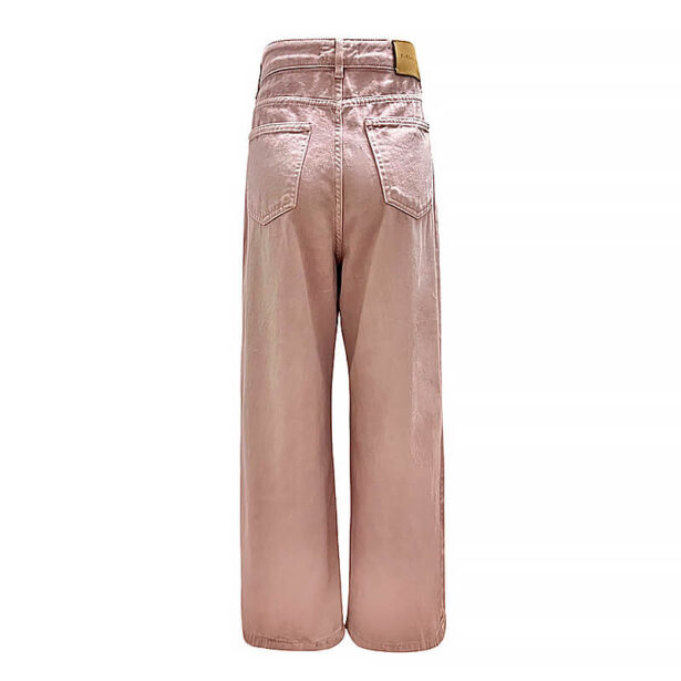 Light Pink Peach Wide Leg Jeans for Women High Waist