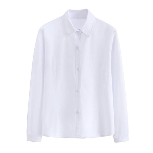 Long Sleeve White Women Blouse School Girl 3