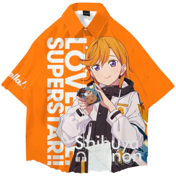 Orange Loose Unisex Shirt Animecore Aesthetic