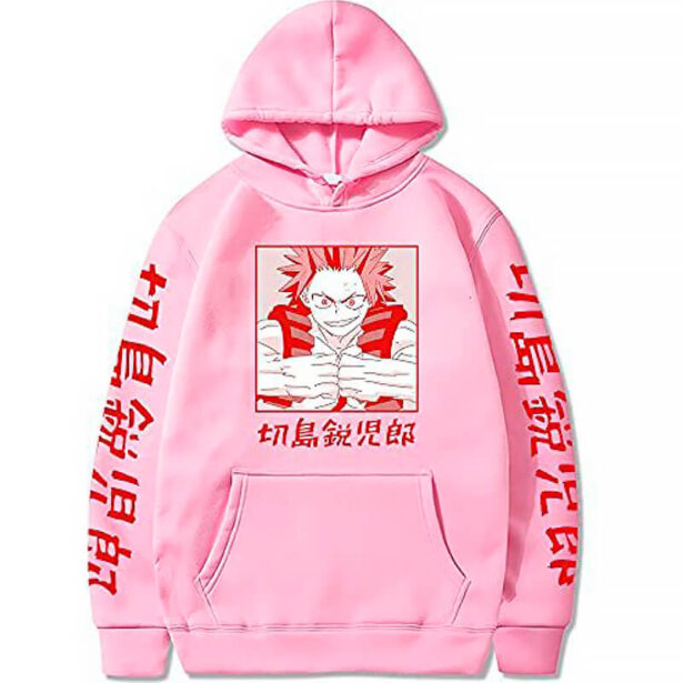 Pink Women Hoodie Harajuku 2D Digital Printing Character Anime Diary