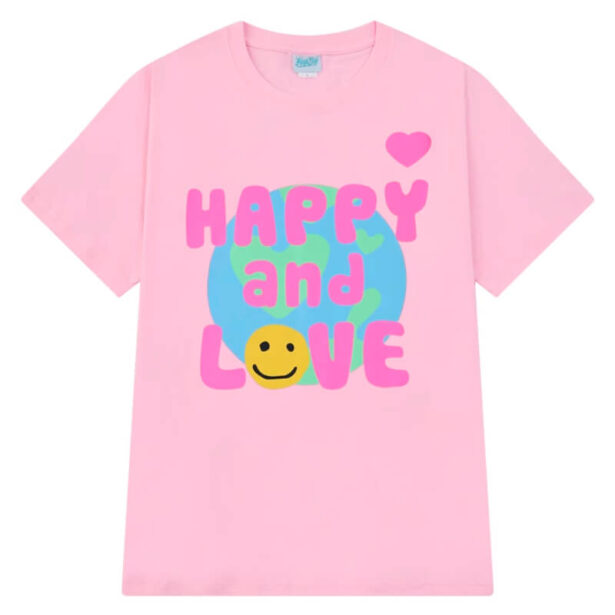 Pink Y2K Women T Shirt Dreamcore Aesthetic Drawing Happy and Love 1
