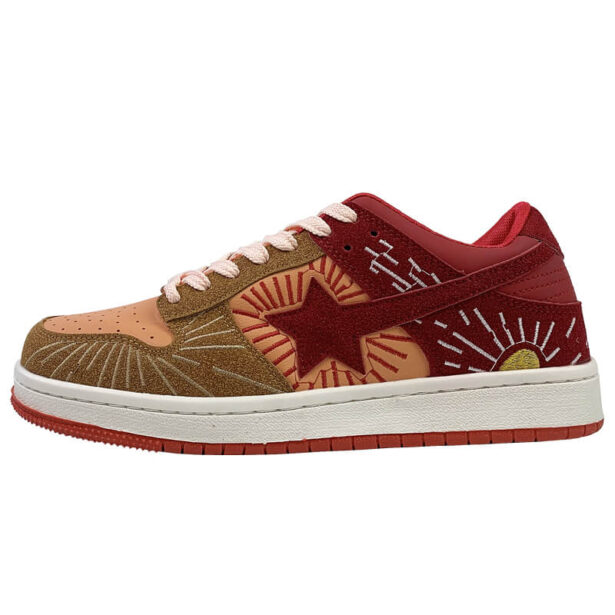 Red Sun Star Embroidery Streetstyle Aesthetic Womens Sneakers 1