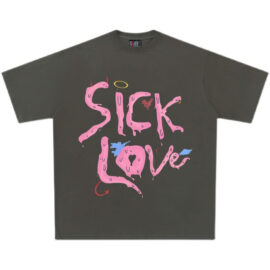 Sick Love Melting Print Dreamcore Unisex Gray T-Shirt