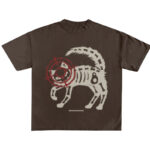 Skeleton Cat Aim Welcome Goodbye Dark Deadly Print T-Shirt