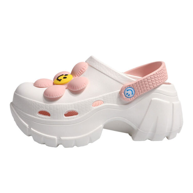 Smiley Face Flower White Chunky Platform Womens Crocs A Like 1