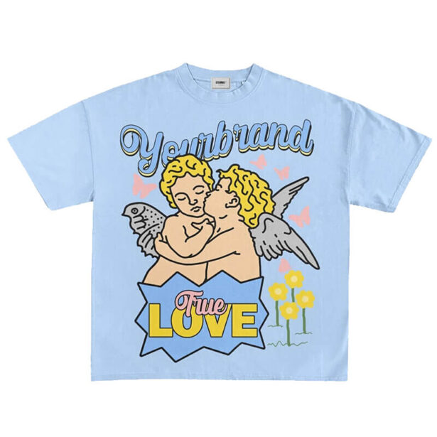 True Love Cupid Angelcore Aesthetic Blue Black T-Shirt