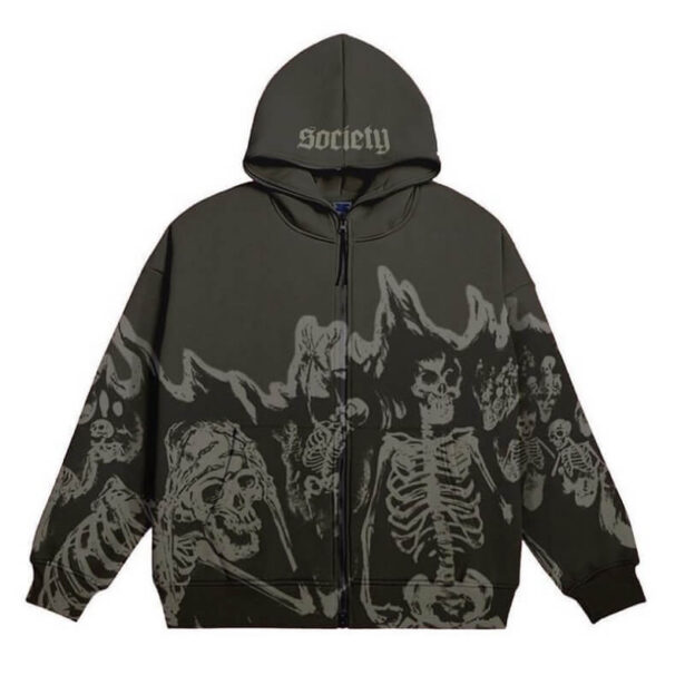 White Or Gray Skeleton Graphic Print Women Hoodie 1