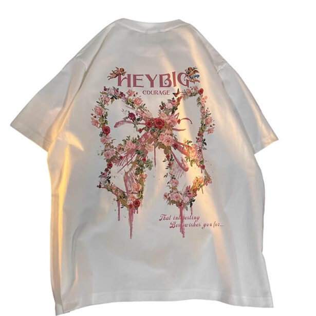 White Women T Shirt Floral Aesthetic Angelcore