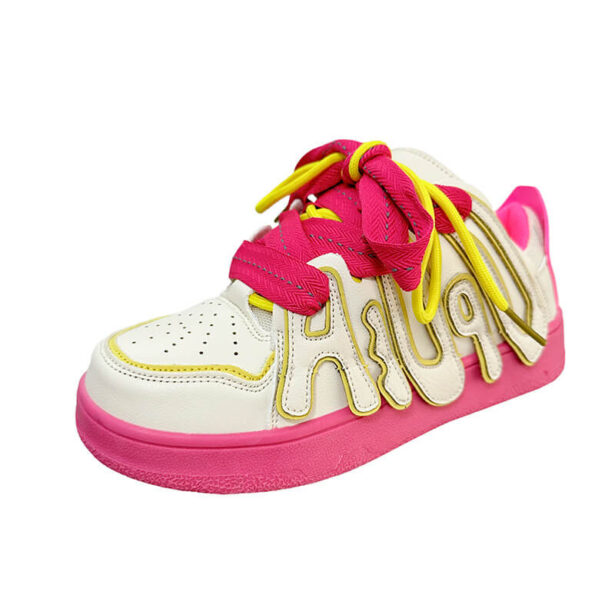 Women Sneakers Hot Pink Laces And Sole Harajuku Style