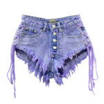 Y2K Neon Purple Side Lace Denim Women's Shorts
