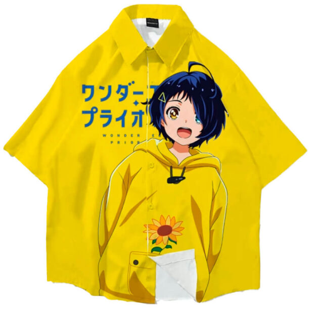 Yellow Loose Unisex Shirt Animecore Aesthetic