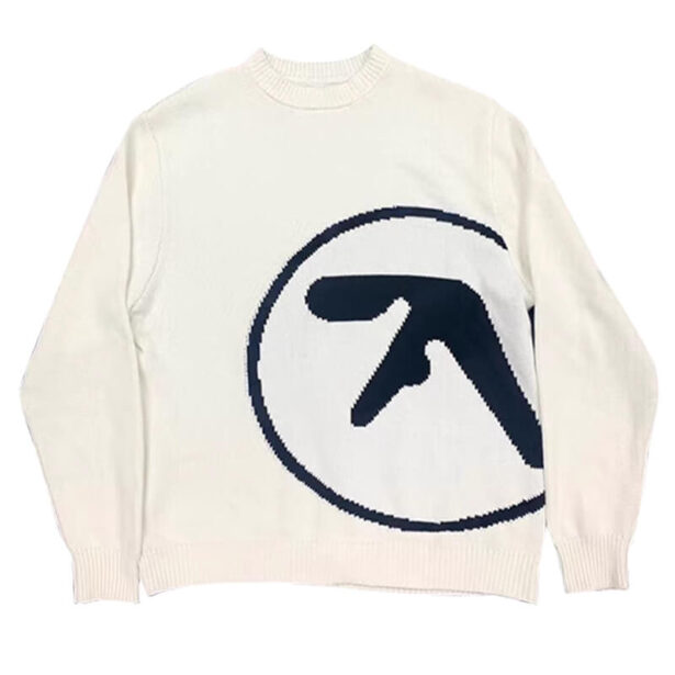 Aphex Twin Logo Knit White Sweater Unisex Rave Aesthetic 1