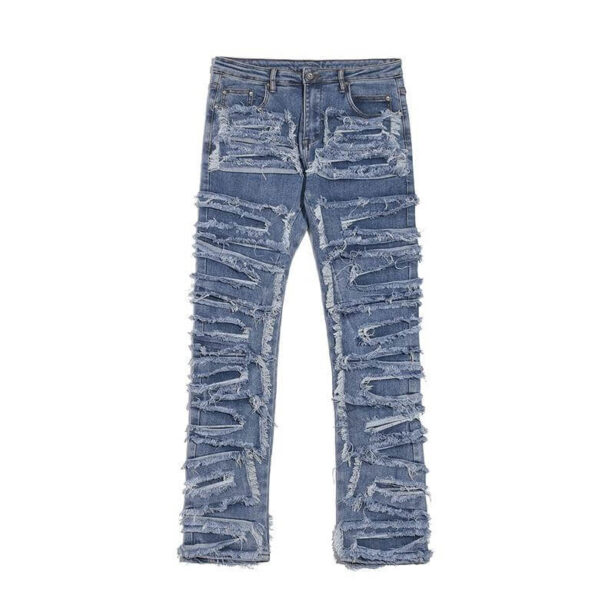 Grunge Ripped Patch Denim Jeans Unisex 1