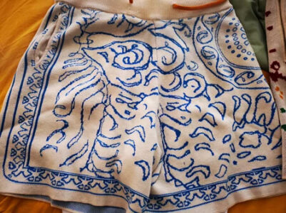 Indie Blue Cashew Print Jacquard Drawstring Shorts Unisex photo review