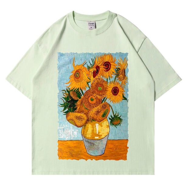Mint Unisex T Shirt Artsy Aesthetic Print Sunflower Paint