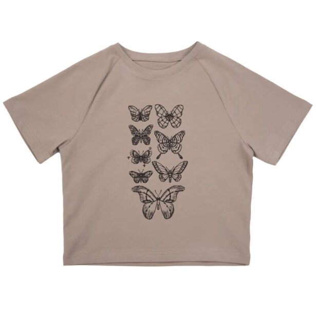 Moths Butterflies Collage Crop Top for Women Fairy Grunge 1