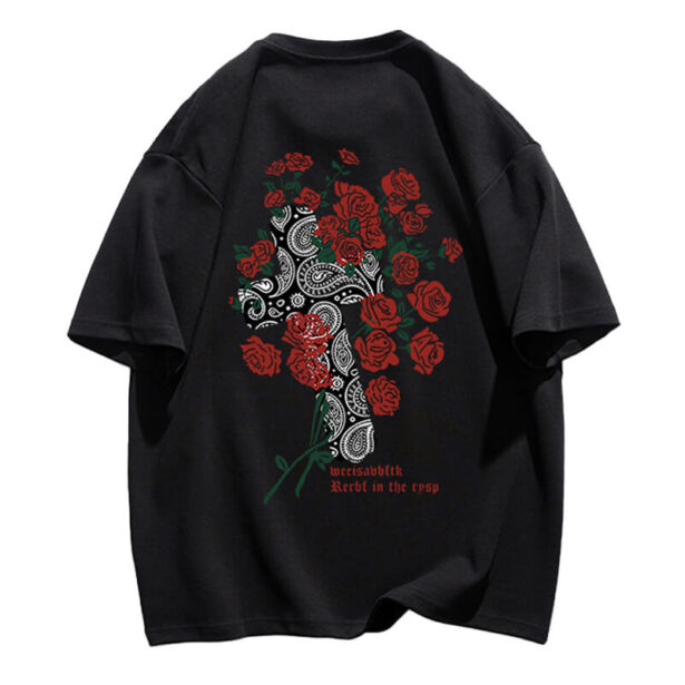 Paisley Cross and Roses T Shirt Unisex Alt Hip Hop Style 1