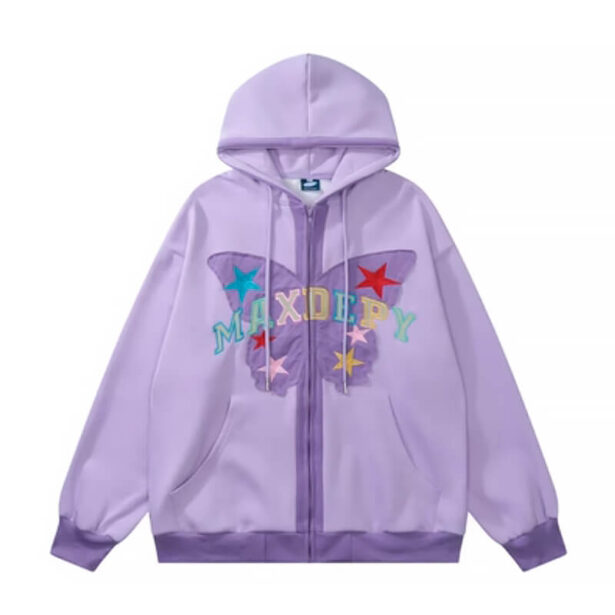 Pink Or Purple Women Hoodie Embroidery Kidcore Aesthetic