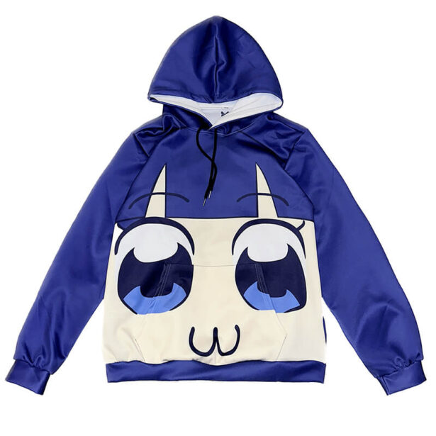 Retro Anime Big Eyes Women Hoodie Yellow or Blue